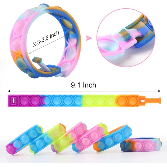 18 Piece Pop Fidget Bracelets Multicolored - Picture 2 of 3